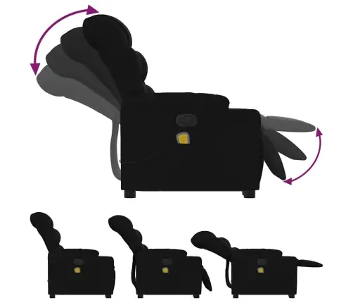 Masāžas Krēsls, Paceļams, Atgāžams, Melns Audums Vidaxl