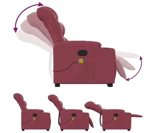 Masāžas Krēsls, Paceļams, Atgāžams, Vīnsarkans Audums Vidaxl