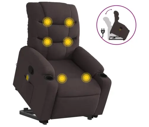 Püsti Tõusmist Toetav Massaažitool, Tumepruun, Kangas