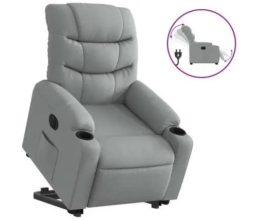 Elektrisks Atpūtas Krēsls Paceļams/Atgāžams Gaiši Pelēks Audums Vidaxl