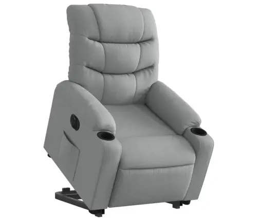 Elektrisks Atpūtas Krēsls Paceļams/Atgāžams Gaiši Pelēks Audums Vidaxl