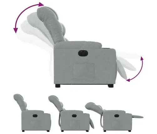 Elektrisks Atpūtas Krēsls Paceļams/Atgāžams Gaiši Pelēks Audums Vidaxl