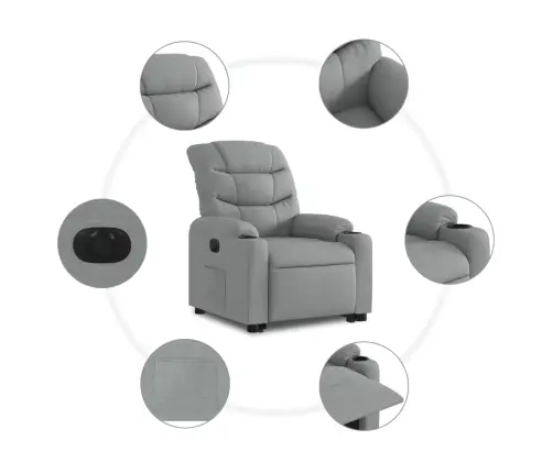 Elektrisks Atpūtas Krēsls Paceļams/Atgāžams Gaiši Pelēks Audums Vidaxl