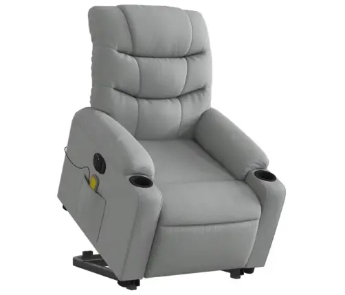 Elektrisks Masāžas Krēsls, Paceļams, Atgāžams, Pelēks Audums Vidaxl