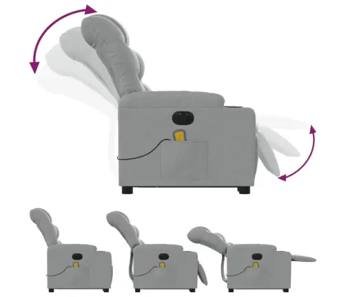 Elektrisks Masāžas Krēsls, Paceļams, Atgāžams, Pelēks Audums Vidaxl