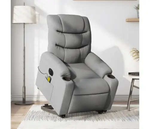 Elektrisks Masāžas Krēsls, Paceļams, Atgāžams, Pelēks Audums Vidaxl