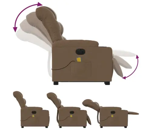 Elektrisks Masāžas Krēsls, Paceļams, Atgāžams, Brūns Audums Vidaxl