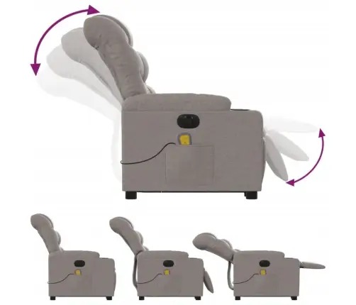 Elektrisks Masāžas Krēsls, Paceļams, Pelēkbrūns Audums Vidaxl