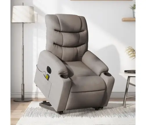 Elektrisks Masāžas Krēsls, Paceļams, Pelēkbrūns Audums Vidaxl