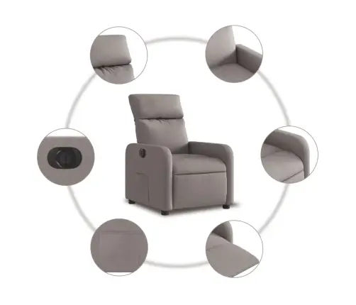 Elektrisks Atpūtas Krēsls, Atgāžams, Pelēkbrūns Audums Vidaxl