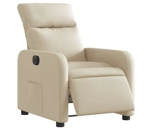 Elektrisks Atpūtas Krēsls, Atgāžams, Krēmkrāsas Audums Vidaxl