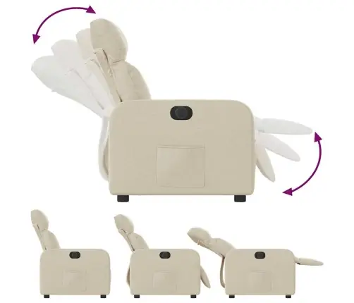 Elektrisks Atpūtas Krēsls, Atgāžams, Krēmkrāsas Audums Vidaxl