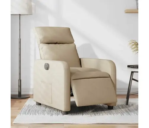 Elektrisks Atpūtas Krēsls, Atgāžams, Krēmkrāsas Audums Vidaxl
