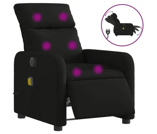 Elektrisks Masāžas Krēsls, Atgāžams, Melns Audums Vidaxl