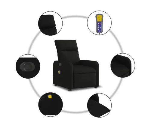 Elektrisks Masāžas Krēsls, Atgāžams, Melns Audums Vidaxl