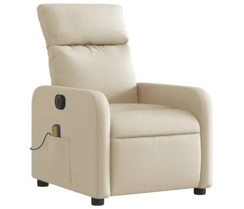 Elektrisks Masāžas Krēsls, Atgāžams, Krēmkrāsas Audums Vidaxl