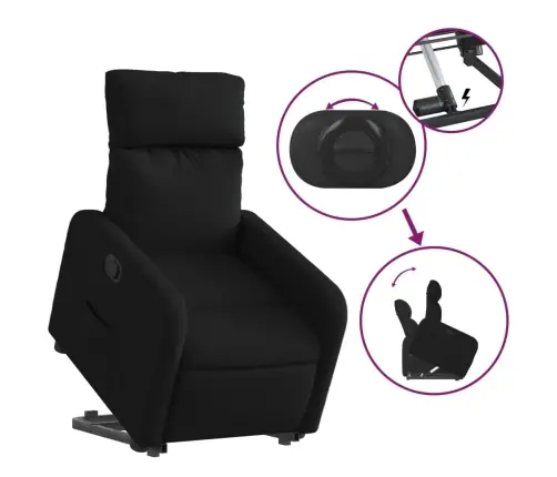 Atpūtas Krēsls, Paceļams, Atgāžams, Melns Audums Vidaxl