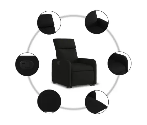 Atpūtas Krēsls, Paceļams, Atgāžams, Melns Audums Vidaxl