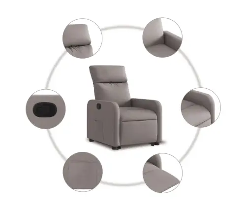 Atpūtas Krēsls, Paceļams, Atgāžams, Pelēkbrūns Audums Vidaxl