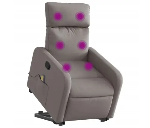 Atsistojantis Atlošiamas Masažinis Krėslas, Taupe, Audinys