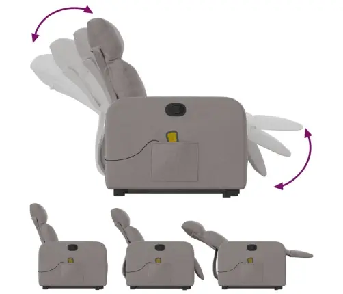 Atsistojantis Atlošiamas Masažinis Krėslas, Taupe, Audinys