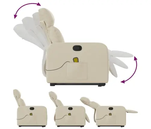 Püsti Tõusmist Toetav Massaažitool, Kreemjas, Kangas