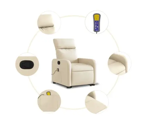 Püsti Tõusmist Toetav Massaažitool, Kreemjas, Kangas