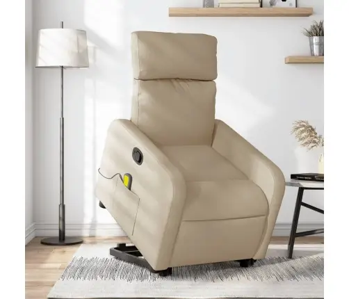 Püsti Tõusmist Toetav Massaažitool, Kreemjas, Kangas