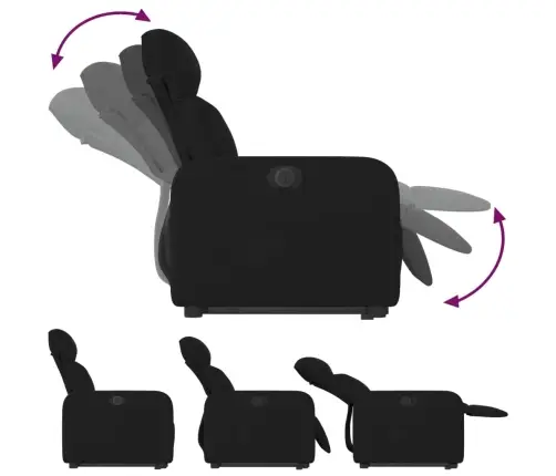 Elektrisks Atpūtas Krēsls, Paceļams, Atgāžams, Melns Audums Vidaxl