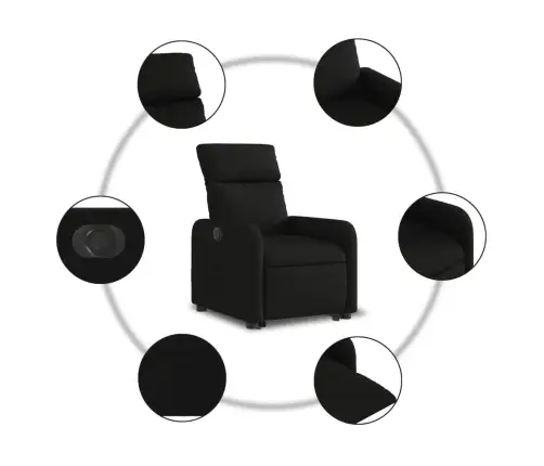 Elektrisks Atpūtas Krēsls, Paceļams, Atgāžams, Melns Audums Vidaxl