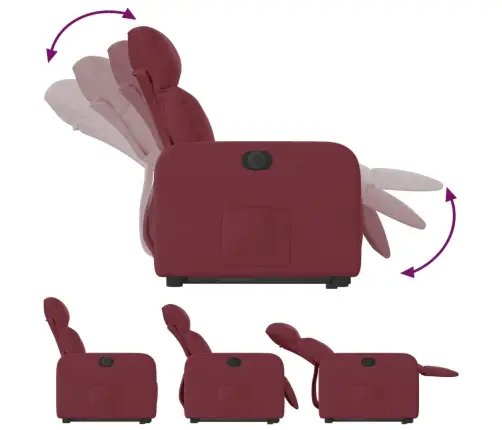 Elektrisks Atpūtas Krēsls, Paceļams/Atgāžams, Vīnsarkans Audums Vidaxl