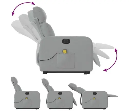 Elektriline Püsti Tõusmist Toetav Massaažitool, Helehall Kangas