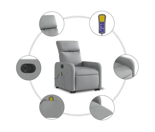 Elektriline Püsti Tõusmist Toetav Massaažitool, Helehall Kangas