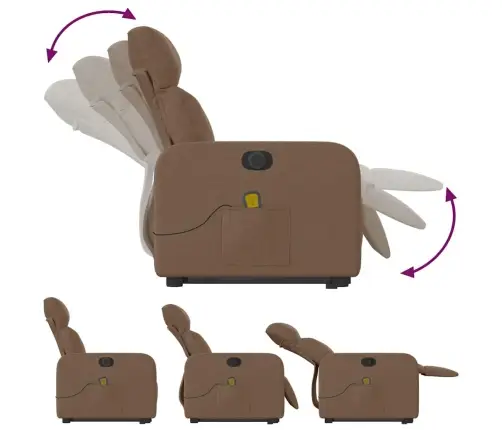 Elektrisks Masāžas Krēsls, Paceļams, Atgāžams, Brūns Audums Vidaxl