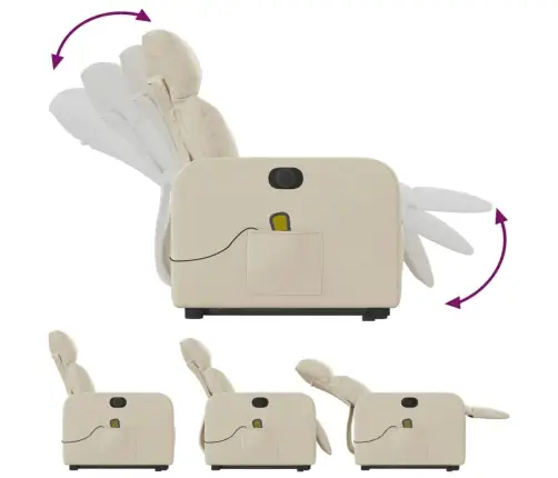 Elektrisks Masāžas Krēsls, Paceļams, Krēmkrāsas Audums Vidaxl