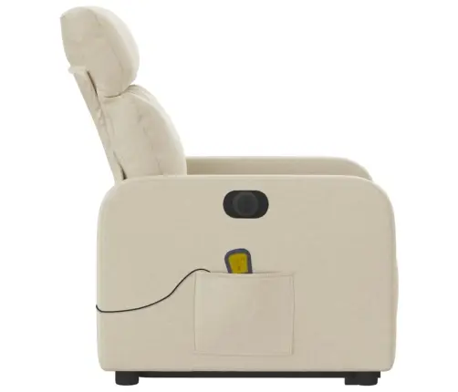 Elektrisks Masāžas Krēsls, Paceļams, Krēmkrāsas Audums Vidaxl