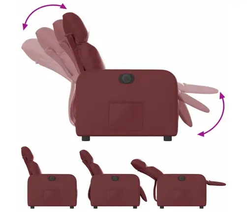 Elektrisks Atpūtas Krēsls, Atgāžams, Vīnsarkana Mākslīgā Āda Vidaxl