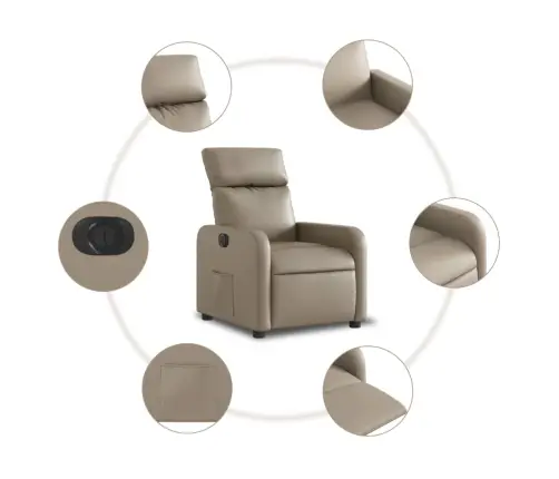 Elektrisks Atpūtas Krēsls, Kapučīno Krāsas Mākslīgā Āda Vidaxl Elektrisks Atpūtas Krēsls, Kapučīno Krāsas Mākslīgā Āda Vidaxl