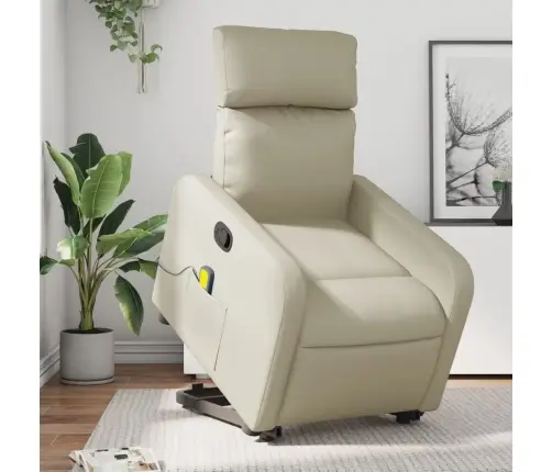 Püstitõusmist Toetav Massaažitool, Kreemjas, Kunstnahk