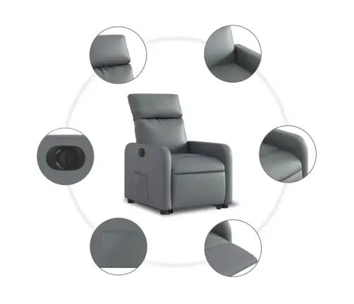 Elektrisks Atpūtas Krēsls, Paceļams, Pelēka Mākslīgā Āda Vidaxl