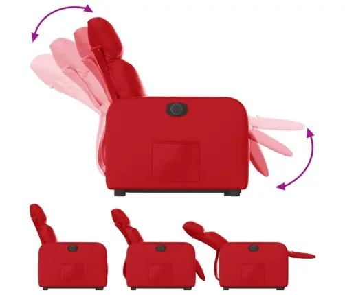 Atpūtas Krēsls, Paceļams, Atgāžams, Sarkana Mākslīgā Āda Vidaxl