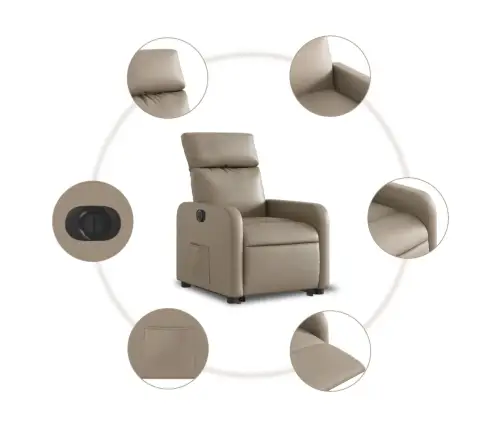 Elektrisks Atpūtas Krēsls Paceļams Kapučīno Krāsas Mākslīgā Āda Vidaxl