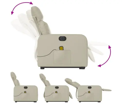 Elektrisks Masāžas Krēsls, Paceļams, Krēmkrāsas Mākslīgā Āda Vidaxl