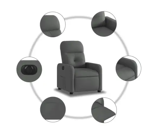 Elektrisks Atpūtas Krēsls, Atgāžams, Tumši Pelēks Audums Vidaxl