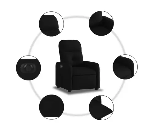 Elektrisks Atpūtas Krēsls, Atgāžams, Melns Audums Vidaxl