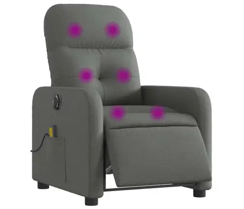 Elektrisks Masāžas Krēsls, Atgāžams, Tumši Pelēks Audums Vidaxl