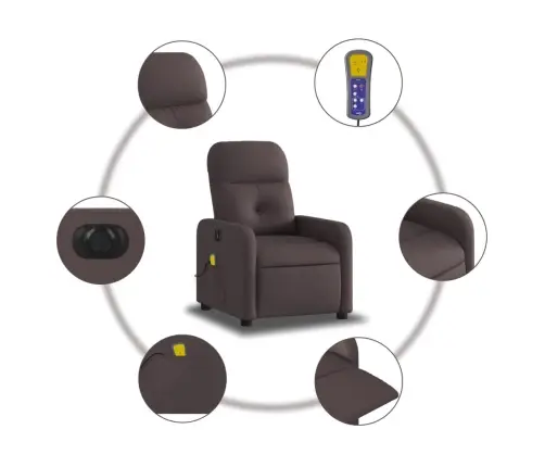 Elektrisks Masāžas Krēsls, Atgāžams, Tumši Brūns Audums Vidaxl