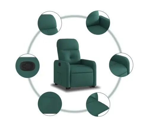 Atsistojantis Atlošiamas Krėslas, Tamsiai Žalias, Audinys