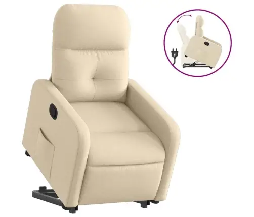 Atpūtas Krēsls, Paceļams, Atgāžams, Krēmkrāsas Audums Vidaxl