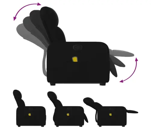 Masāžas Krēsls, Paceļams, Atgāžams, Melns Audums Vidaxl